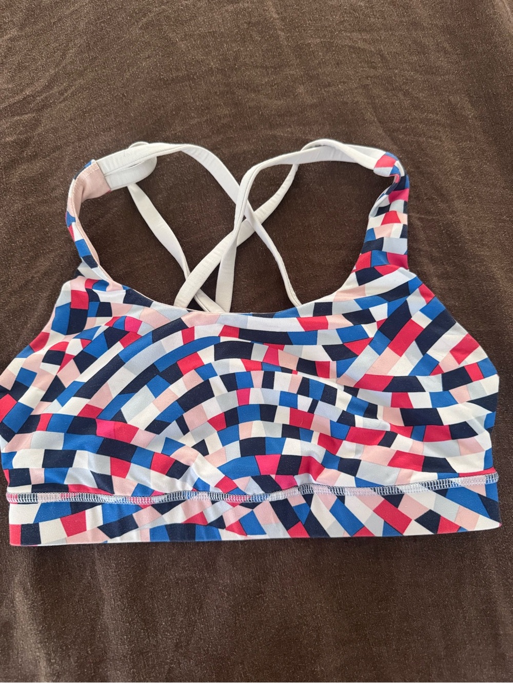 lululemon red and blue Strappy Sports Bra